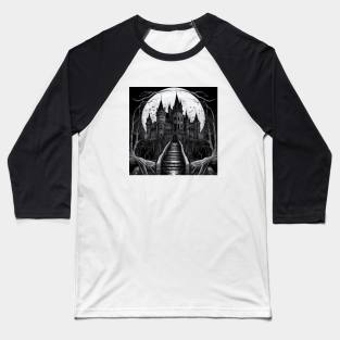 Vintage Castle Horror House Retro Baseball T-Shirt